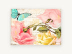 Rose Script Butterfly, floral canvas wall art print, front view