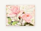 Blush Garden Butterfly Whisper, floral canvas wall art print, front view