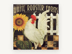 White Rooster and Sunflower, floral canvas wall art print, front view