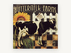 Buttermilk Farm Cow, floral canvas wall art print, front view