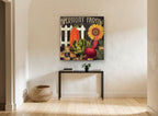 Farmstand Sunflower Harvest floral canvas print on the wall of a hallway
