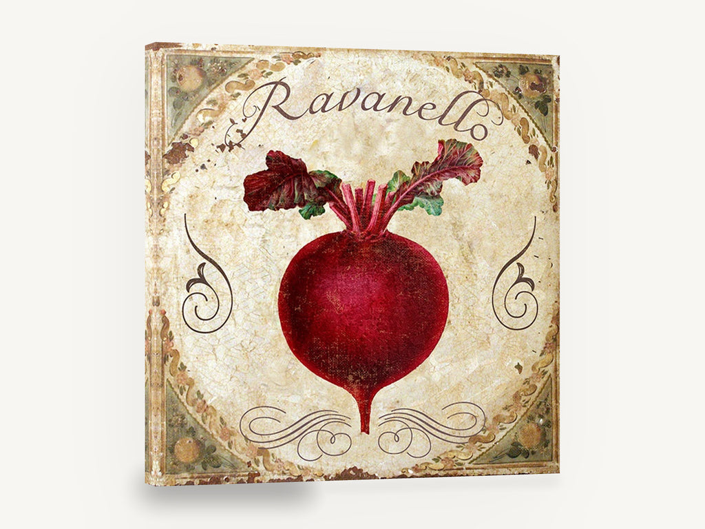 Crimson Ravanello Beetroot, beetroot ravanello vintage kitchen typography, kitchen canvas wall art print ready to hang