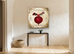 Crimson Ravanello Beetroot kitchen canvas print on the wall of a hallway