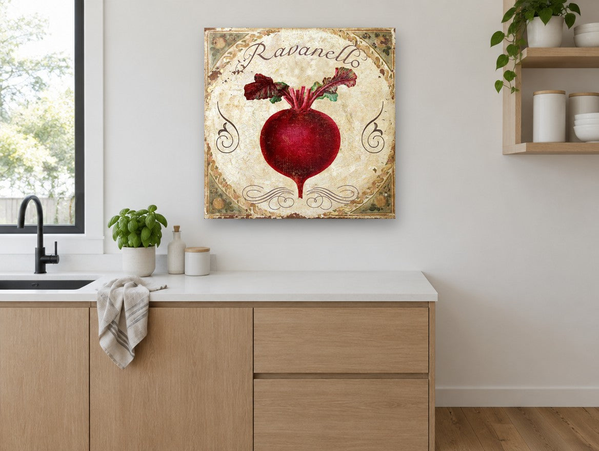 Crimson Ravanello Beetroot kitchen canvas print on the wall of a kitchen