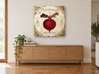 Crimson Ravanello Beetroot kitchen canvas print on the wall of a living room above a sideboard