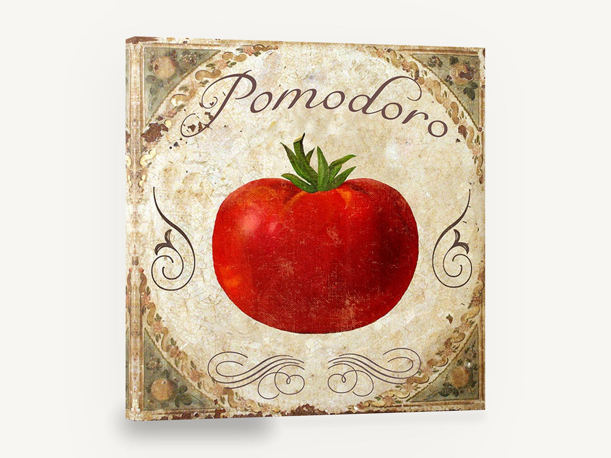 Pomodoro Tomato Tile, red tomato vintage italian kitchen, kitchen canvas wall art print ready to hang