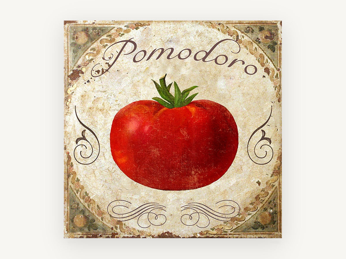 Pomodoro Tomato Tile, kitchen canvas wall art print, front view