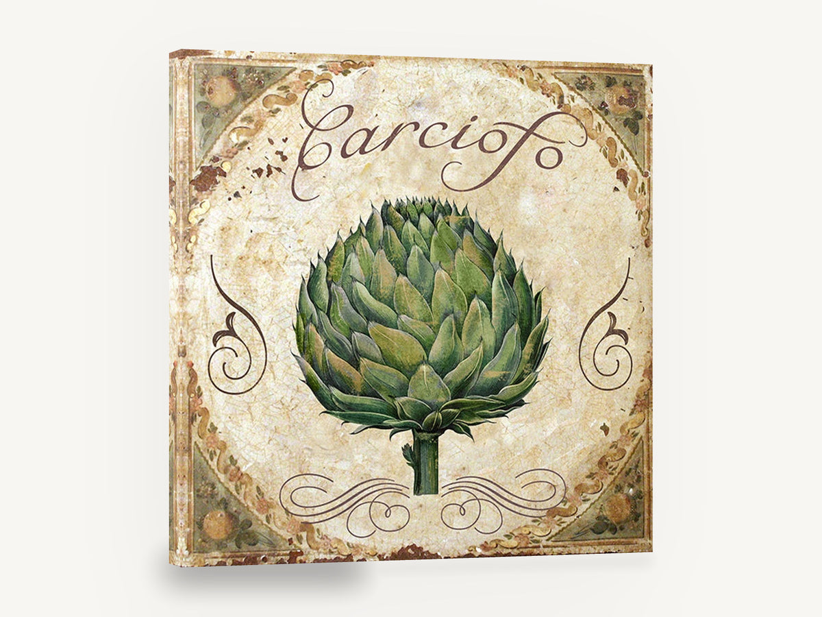 Carciofo Artichoke Tile, artichoke vintage italian kitchen, kitchen canvas wall art print ready to hang