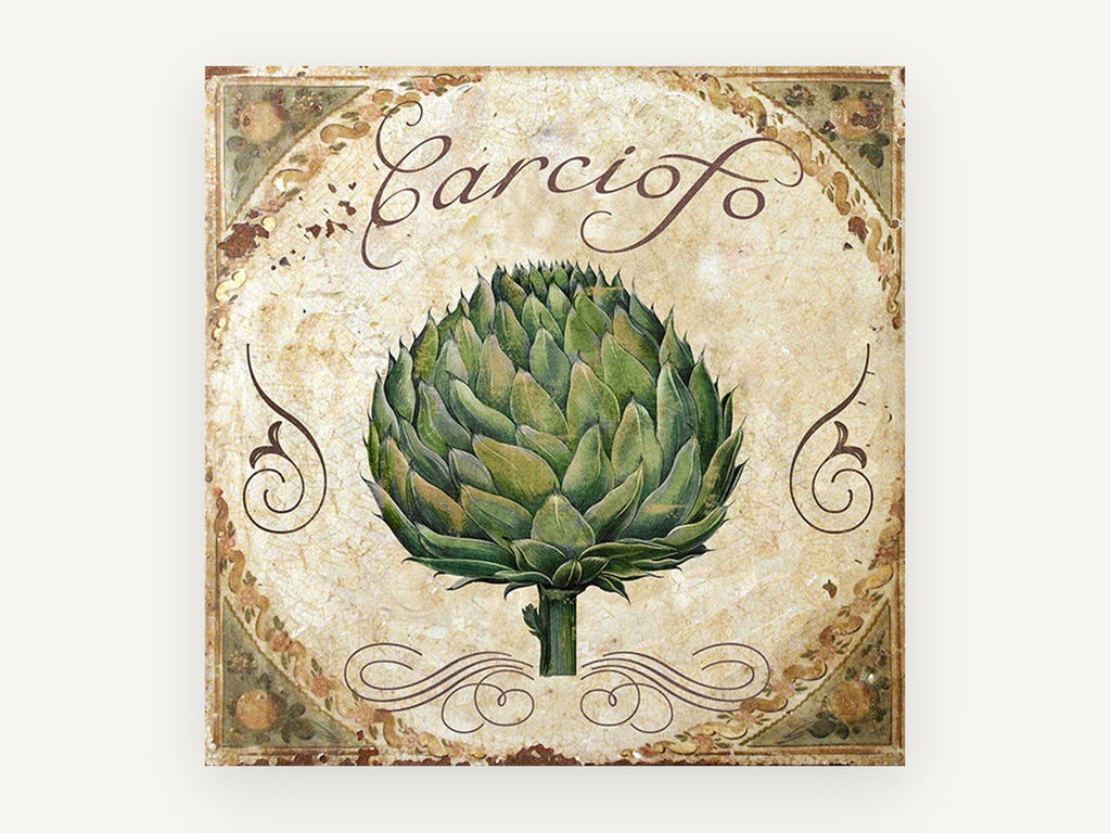 Carciofo Artichoke Tile, kitchen canvas wall art print, front view