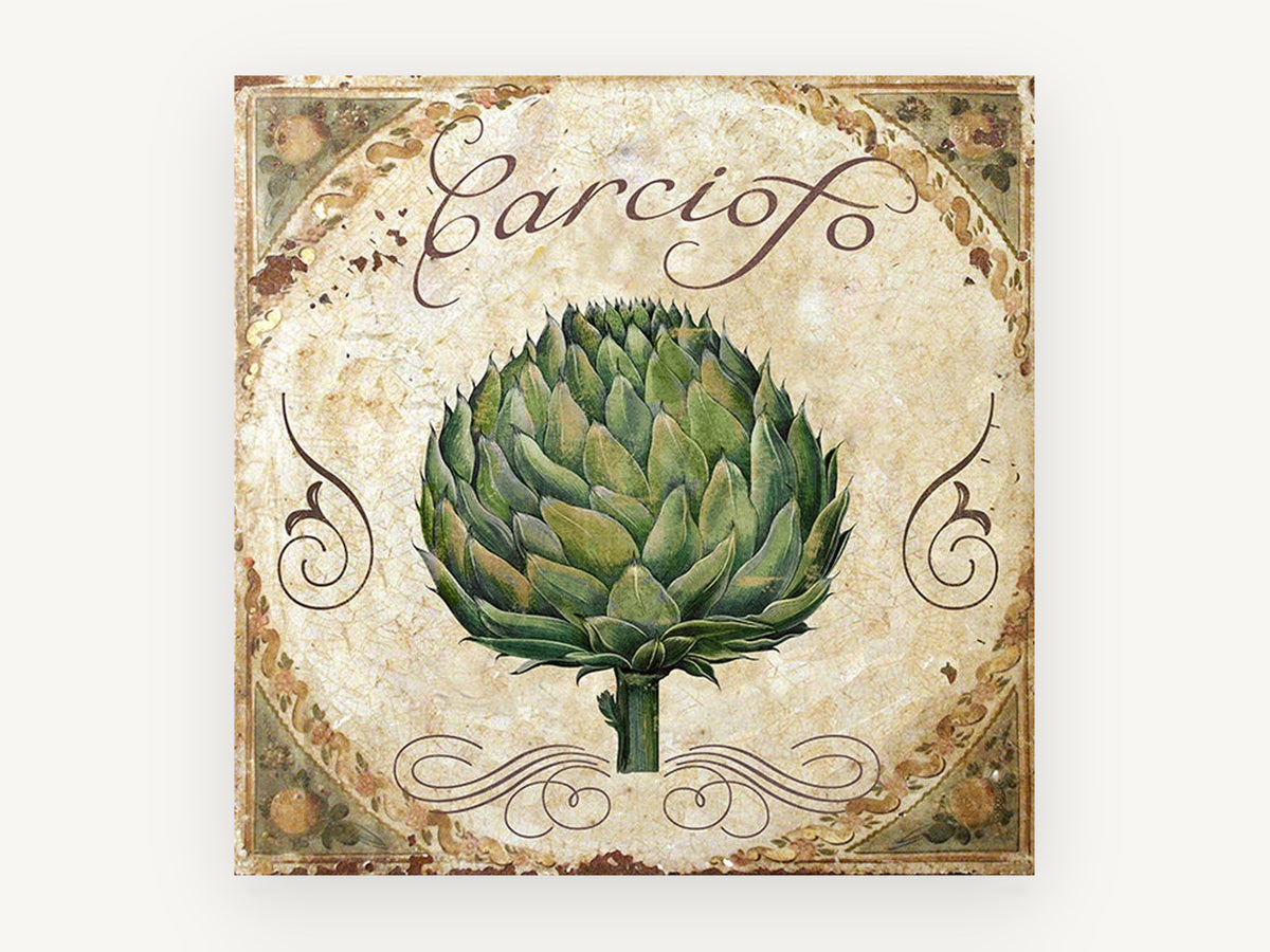 Carciofo Artichoke Tile, kitchen canvas wall art print, front view