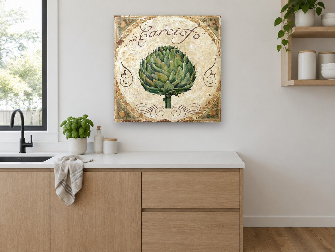 Carciofo Artichoke Tile kitchen canvas print on the wall of a kitchen
