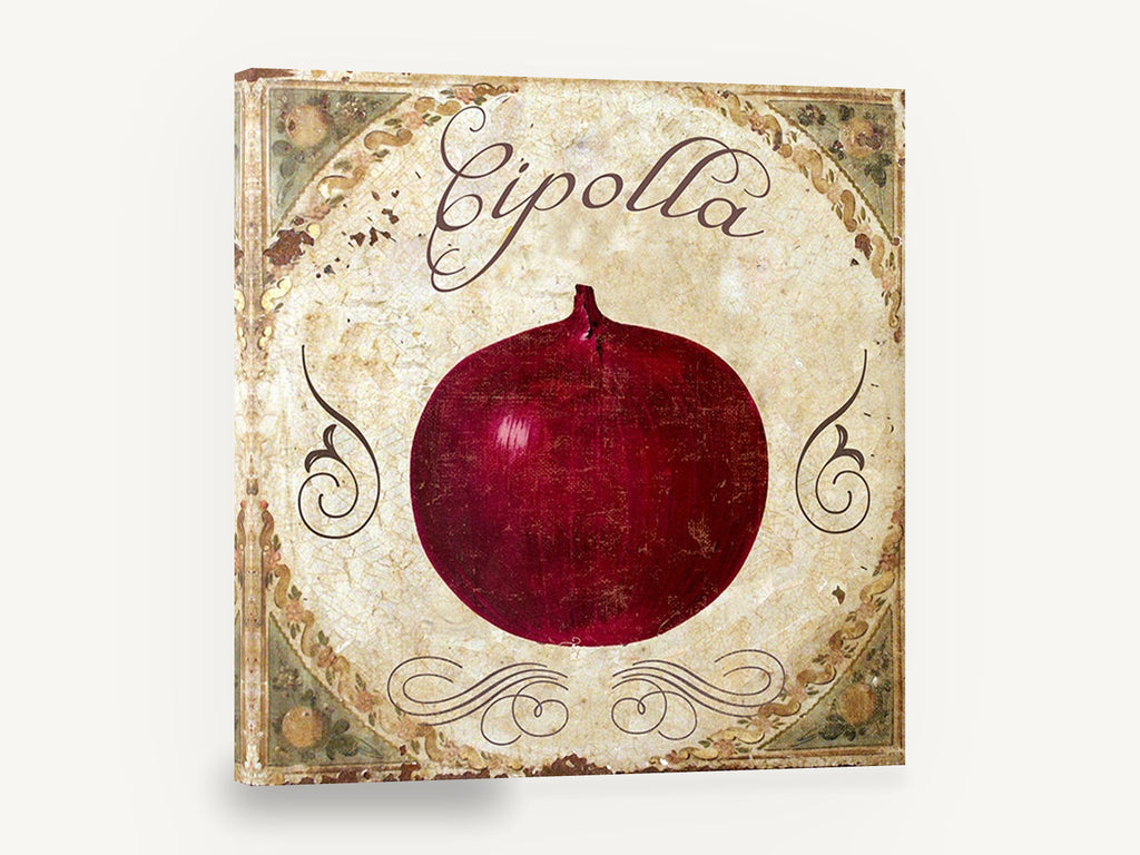 Cipolla Red Onion, red onion vintage italian kitchen, kitchen canvas wall art print ready to hang