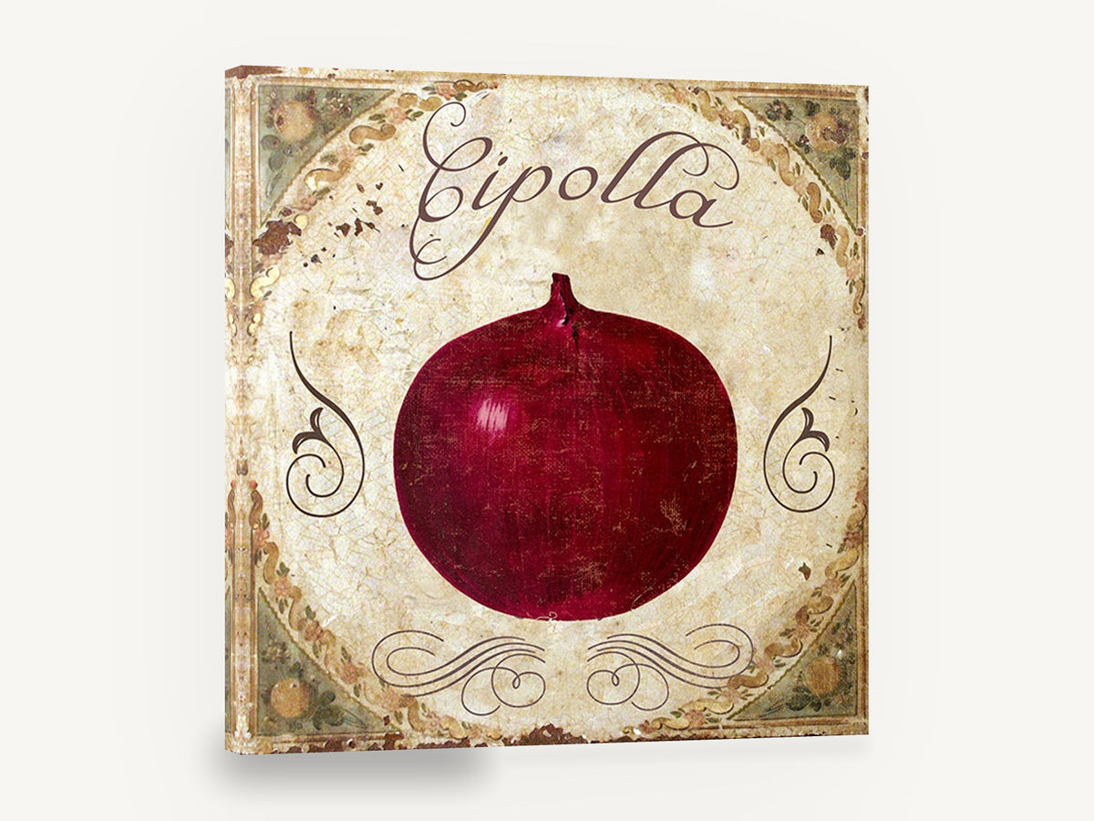 Cipolla Red Onion, red onion vintage italian kitchen, kitchen canvas wall art print ready to hang