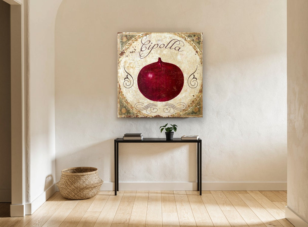 Cipolla Red Onion kitchen canvas print on the wall of a hallway