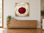 Cipolla Red Onion kitchen canvas print on the wall of a living room above a sideboard