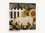 Farmyard Pig and Sunflowers, pig and sunflowers farmhouse typography, floral canvas wall art print ready to hang