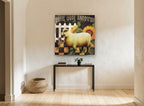 Handspun Sheep and Sunflowers floral canvas print on the wall of a hallway