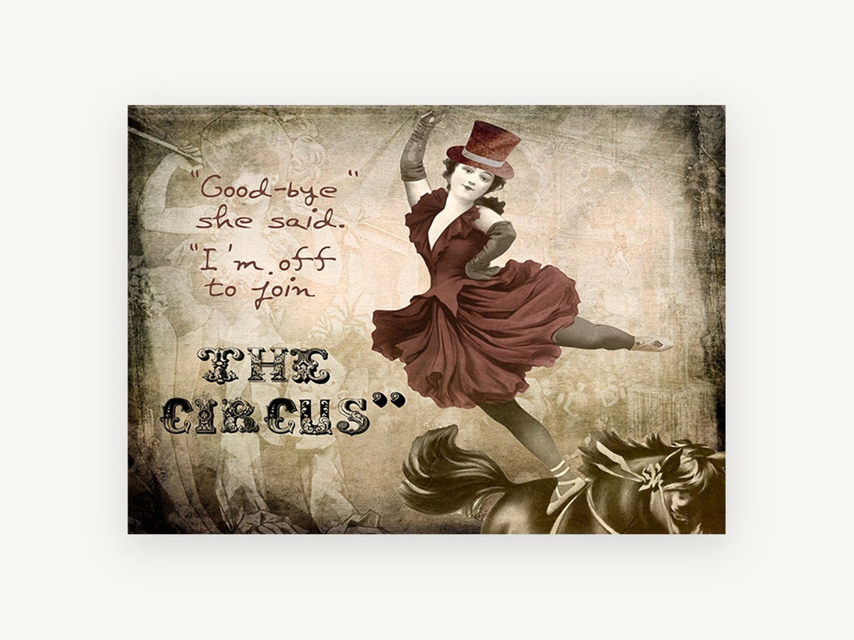 Off to the Circus, vintage canvas wall art print, front view