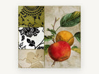 Apple and Damask Collage, kitchen canvas wall art print, front view