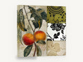 Peach Branch Damask Collage, peach branch botanical collage kitchen, kitchen canvas wall art print ready to hang
