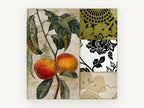 Peach Branch Damask Collage, kitchen canvas wall art print, front view