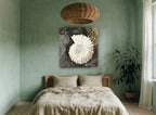 Ammonite Script Study coastal canvas print on the wall of a bedroom