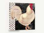 Cream Rooster Bistro, white rooster french bistro illustration, animal canvas wall art print ready to hang