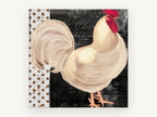 Cream Rooster Bistro, white rooster french bistro illustration, animal canvas wall art print, front view