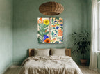 Garden Tango Panels floral canvas print on the wall of a bedroom