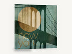 Teal Bridge Moon, new york bridge typography illustration, city canvas wall art print ready to hang