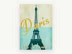 Paris Ville de Lumière, paris eiffel tower vintage travel poster, city canvas wall art print, front view