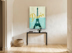 Paris Ville de Lumière city canvas print on the wall of a hallway