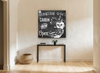 Singing Owl Cabin animal canvas print on the wall of a hallway
