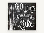 Jump In Chalkboard, go jump in the lake chalkboard typography, landscape canvas wall art print, front view