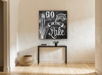 Jump In Chalkboard landscape canvas print on the wall of a hallway