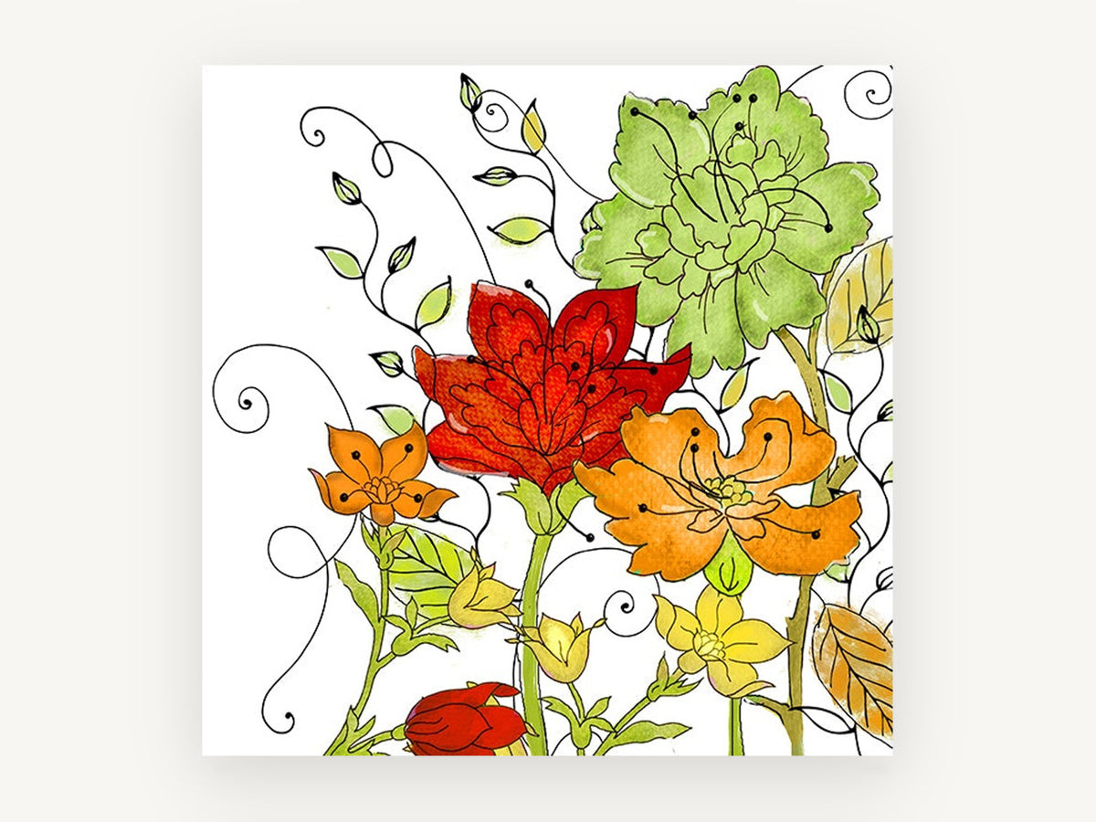 Scrolling Vine Blooms, floral canvas wall art print, front view