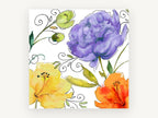Violet Peony Trio, floral canvas wall art print, front view