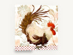 Strutting Red Rooster, rooster damask floral kitchen, floral canvas wall art print ready to hang