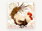 Strutting Red Rooster, floral canvas wall art print, front view