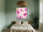 Poppies on Paris Letter floral canvas print on the wall of a bedroom