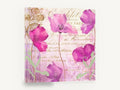 Poppies on Paris Letter, pink purple poppies vintage script, floral canvas wall art print ready to hang