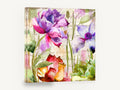 Garden Script Bloom, purple pink watercolour flowers script, floral canvas wall art print ready to hang
