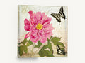 Peony and Swallowtails, pink peony butterflies vintage botanical, floral canvas wall art print ready to hang