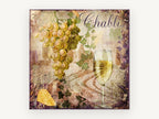 Chablis Grapes and Glass, kitchen canvas wall art print, front view