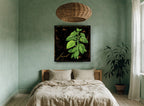 Basil on Black floral canvas print on the wall of a bedroom