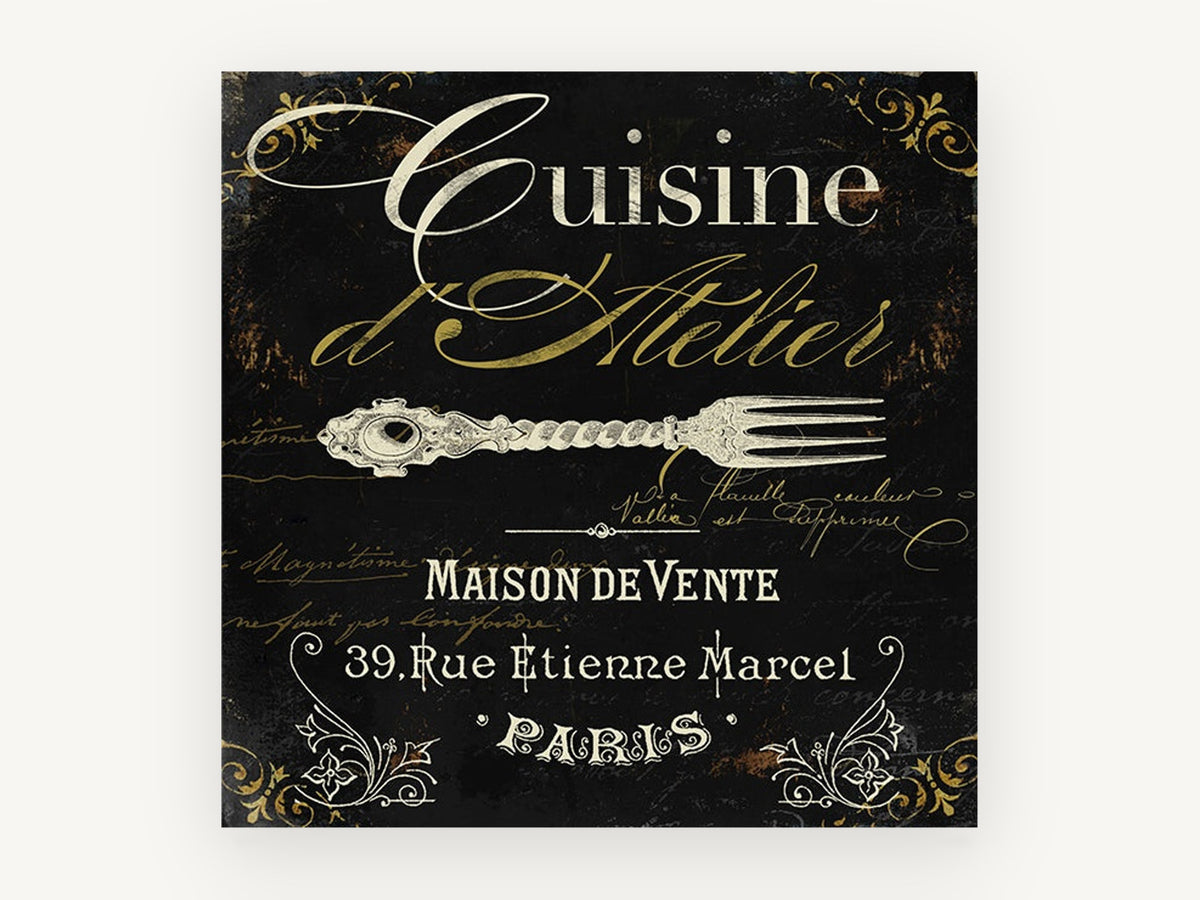 Cuisine d'Atelier Paris, vintage canvas wall art print, front view