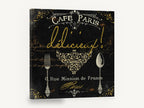 Café Paris Délicieux, vintage café paris typography, stretched canvas wall art print ready to hang