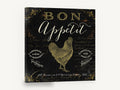 Bon Appétit Gold Rooster, vintage french bon appétit rooster sign, stretched canvas wall art print ready to hang