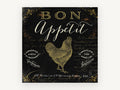 Bon Appétit Gold Rooster, vintage canvas wall art print, front view