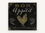 Bon Appétit Gold Rooster, vintage canvas wall art print, front view